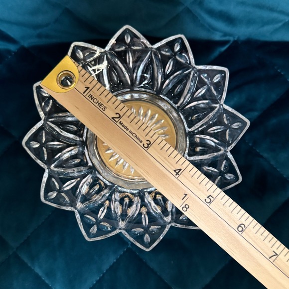 Vintage Hollywood Regency Crystal Candy Compote Bowl Decorative Brass Pedastal - Picture 7 of 8